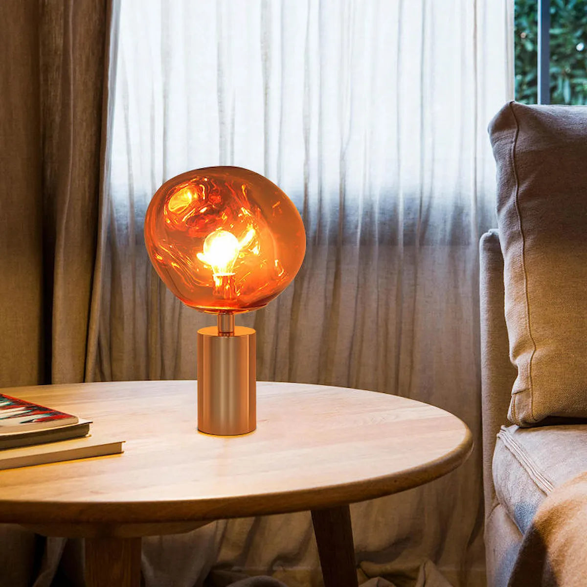 Lampe de table cuivre rose contemporaine