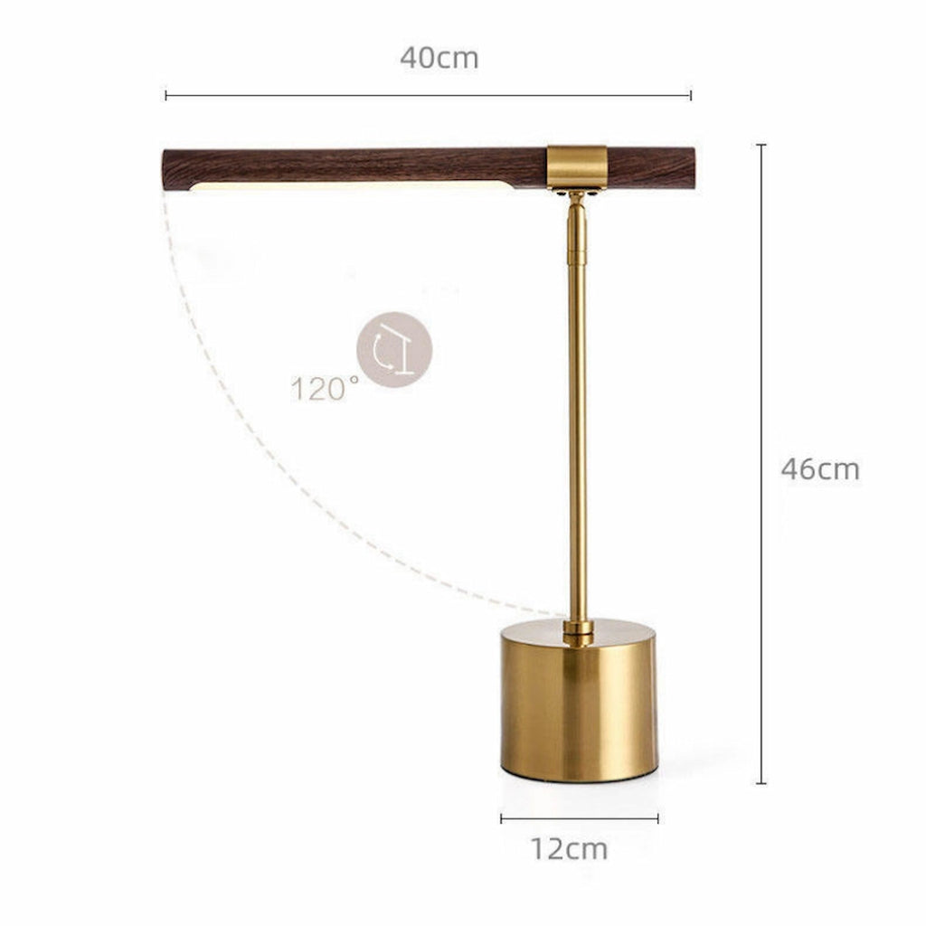 Lampe design L'Enclave Monceau 45cm en bois et métal doré brossé avec LED intégrée — Maison Oria