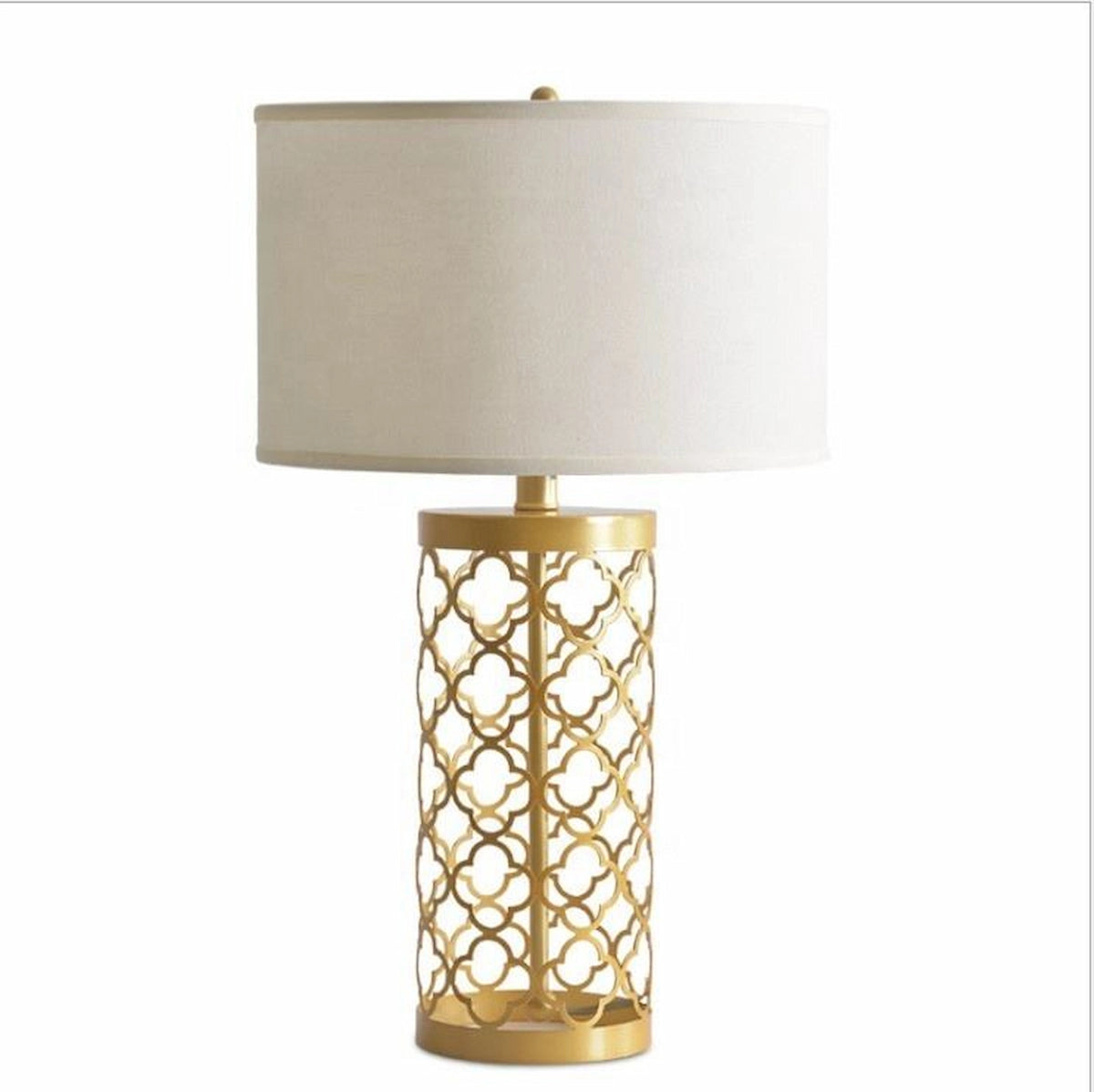 Grande lampe de luxe Le Pavillon Tuileries 58cm en métal doré et abat-jour tissu — Maison Oria